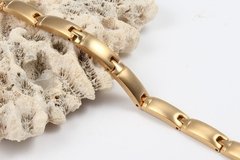 Pulseira bracelete feminina aço cirúrgico super Imãs neodímio + banho 18k ( cod. BR-077 ) na internet