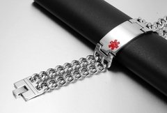 Pulseira bracelete aço cirúrgico medicina alerta sintomas/doenças ( cod. BR-101 ) - comprar online
