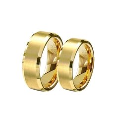 Par De Alianças De Tungstênio 8mm Folheada Ouro Com Centro fosco