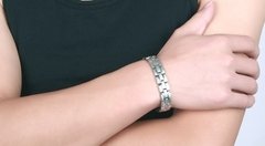 Pulseira bracelete masculino aço cirúrgico super imãs neodímio ( cod. BR-160 ) - Judith Jóias 