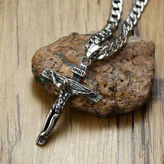 Colar cordão corrente crucifixo cruz Jesus Inri 100% aço - Judith Jóias 