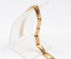 Imagem do Pulseira bracelete feminina aço cirúrgico super Imãs neodímio + banho 18k ( cod. BR-077 )