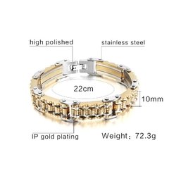 Pulseira bracelete aço inoxidável folheada a ouro 18k