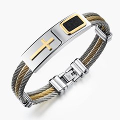 Pulseira bracelete cruz banhada a ouro 18k