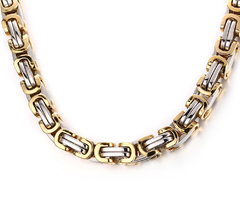 Pulseira bracelete quadrada bizantino prata dourada aço inox - loja online