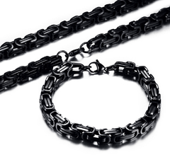 Pulseira bracelete quadrada bizantino ródio negro aço inox - loja online