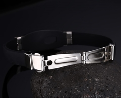 Pulseira Bracelete Silicone Com Detalhe Aço Inox - loja online