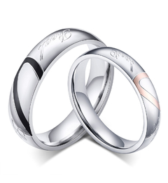 Aliança de compromisso ou noivado feminina coração banhado a ouro branco ( cod. CR-001 ) - loja online