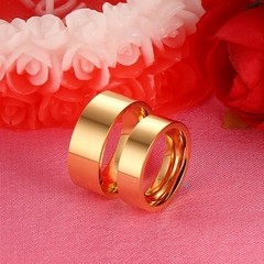 Par de alianças casamento noivado 8mm / 6mm banhada ouro 18k ( cod. CR-005G ) - loja online