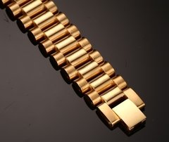 Pulseira bracelete masculino aço inox 316l banhado a ouro ( BR-201) - Judith Jóias 