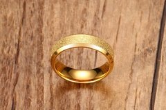 Par de anéis alianças banhado a ouro 18k jateado em ouro em pó - loja online