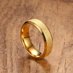 Par de anéis alianças banhado a ouro 18k jateado em ouro em pó
