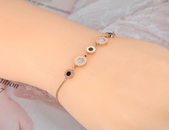 Bracelete pulseira feminina banho ouro rosê ajustável - Judith Jóias 