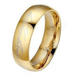 Imagem do Par de anéis senhor dos anéis titânio banhado ouro 18k