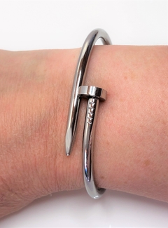 Pulseira bracelete prata masculino feminino prego aço inox - comprar online