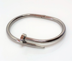 Pulseira bracelete prata masculino feminino prego aço inox - Judith Jóias 