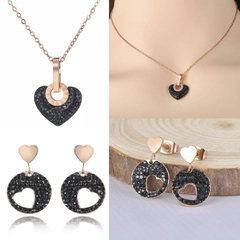 Conjunto Feminino Heart Banhado A Ouro Rosê 18k - loja online