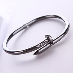 Pulseira bracelete prata masculino feminino prego aço inox - loja online