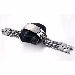 Pulseira bracelete cruz pai nosso aço inoxidável ( cod. BR-044 ) - Judith Jóias 