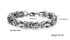 Pulseira bracelete quadrada bizantino aço inox prateada - loja online