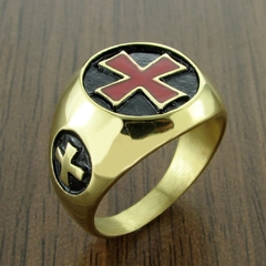 Anel masculino cruz de malta banhado a ouro 18k - comprar online