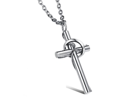 Corrente cordão colar crucifixo cruz prateado 100% aço 316l