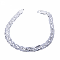 Bracelete pulseira feminina 6mm prata 925 trançada luxo - loja online