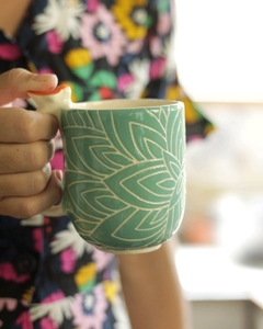 Taza flor de loto verde - comprar online