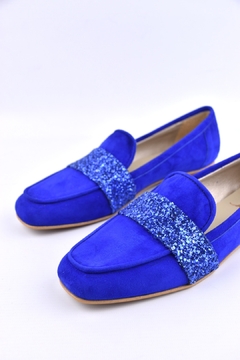 Jaspe gamuza azul glitter - comprar online