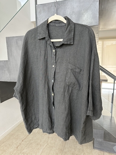 Camisa 100% lino gris topo - tienda online