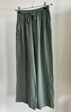 Pantalon cordon 100% lino green - tienda online