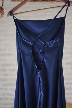 vestido damasco largo azul - tienda online