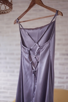 vestido damasco largo lila - comprar online