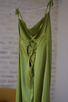 FERIA vestido damasco largo pistacho TALLE 2 - tienda online