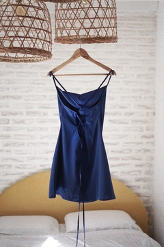 vestido durazno corto azul - comprar online