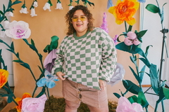 Imagen de Sweater cuadritos verde y rosa