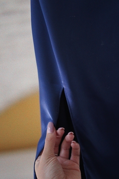 vestido damasco largo azul - Aire Molino