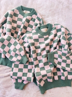 Imagen de Sweater cuadritos verde y rosa