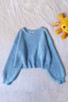 Sweater crop agua celeste