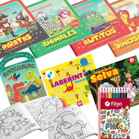 Set 7 Libros Colorear Pintar Actividades Lapices C1