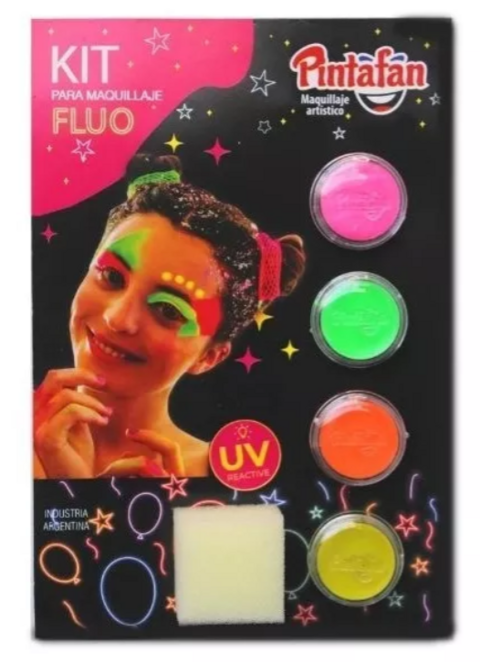 Maquillaje Infantil Fluo Brilla Oscuridad Luz Uv Pintafan