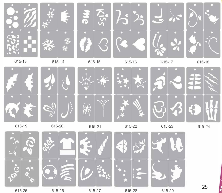 stencils plantilla Pack x 10 para maquillaje