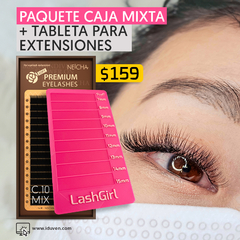 Caja de Extensiones mixta de 16 hileras y Tableta para extensiones