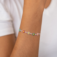 PULSEIRA PRATA 925 FLORES RESINA - comprar online