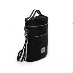 Bolso Matero PU Negro con Tiras Rayadas BYN - comprar online