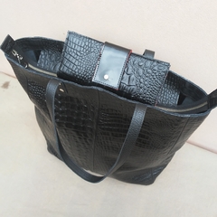 Tote Crocco negro C/ Cierre + Billetera - comprar online