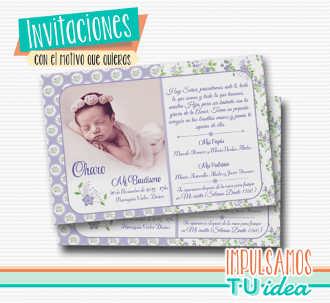 Bautismo Nena - Estampita para imprimir con foto Shabby chic