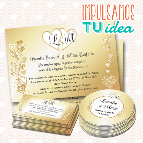 Tarjeta de Boda para imprimir - Invitación y Personal L y M