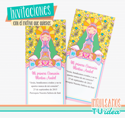 Comunión Nena - Invitación para imprimir Virgencita