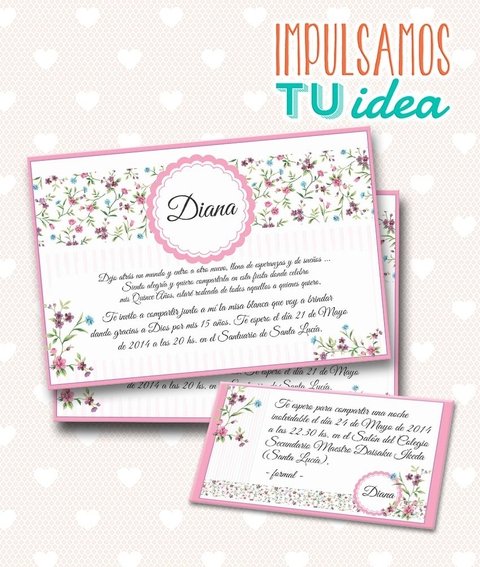 Tarjeta de 15 para imprimir - Invitación y Personal Diana